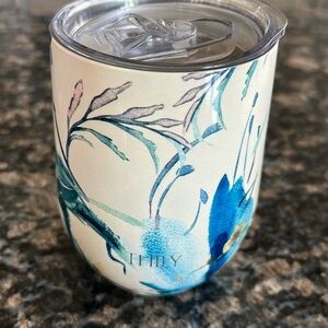 THILY TRIPLE INSULATED  STAINLESS STEEL FLORAL TUMBLER W LID
